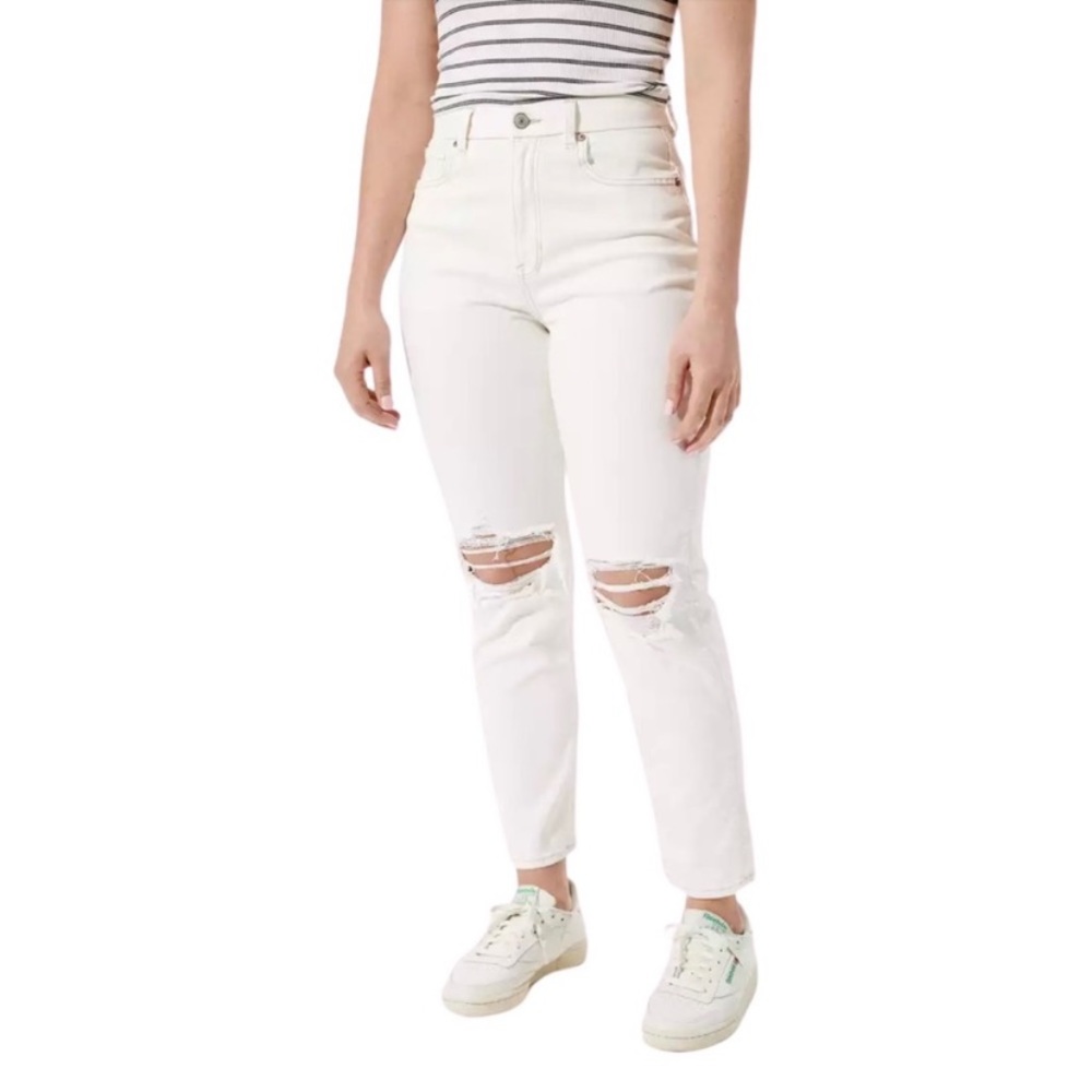 New! American Eagle Curvy Mom Jean Stretch High Rise Distressed Jeans